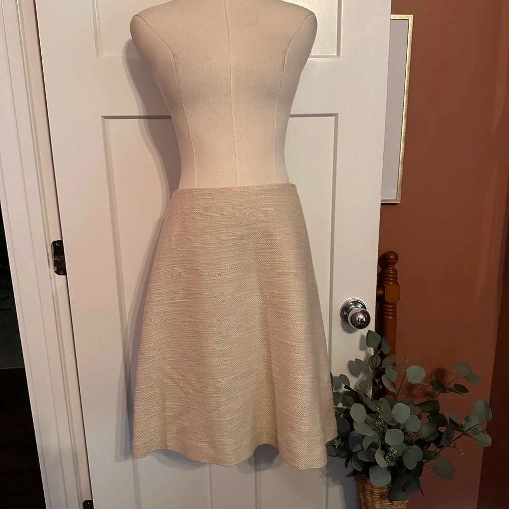Tory Burch Denise A-line cream silk lined 8 zipper tweed textured mini skirt - Picture 4 of 15